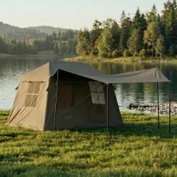 Надувная палатка UNIX Camp Vega 3х2 зеленый (+ навес) внешний вид
