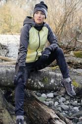 NSW853191-NSW442100 Премиальный костюм для лыж и зимнего бега Nordski Hybrid Hood Premium Black/Yellow женский с лямками купить в Воронеже