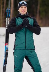 NSM850430-NSM995420 Премиальный костюм для лыж и зимнего бега Nordski Hybrid Hood Black-Alpine Green купить в Воронеже