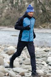 NSM850179-NSM305100 Премиальный костюм для лыж и зимнего бега Nordski Hybrid Hood Premium Black-Light Blue с лямками купить в Воронеже